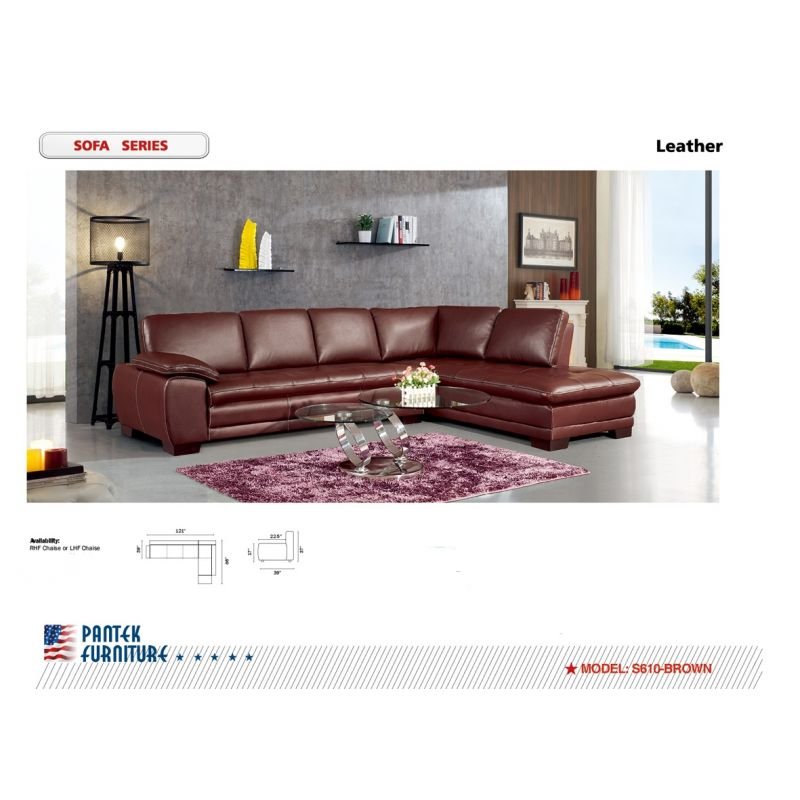 S 610 Leather Sectional, Brown