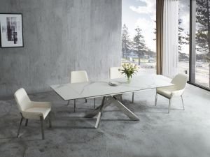 Carrara Extension Dining Table & Venice Taupe Dining Chairs