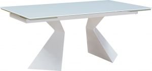 992 Modern Glass Extendable Dining Table, White/Clear