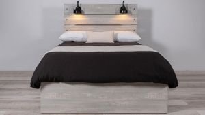 Linwood King Size Bed, White Wash
