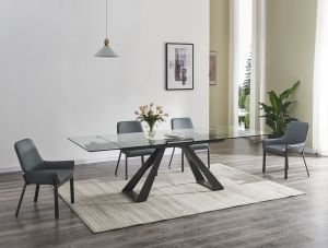 San Diego Extensions Dining Table & Venice Light Grey Chairs