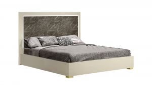 Sonia Premium Queen Size Bed, Pearl/Gold