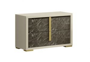 Sonia Premium Nightstand, Pearl/Gold