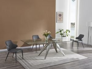 Strata Extensions Dining Table & Venice Dark Grey Chairs  