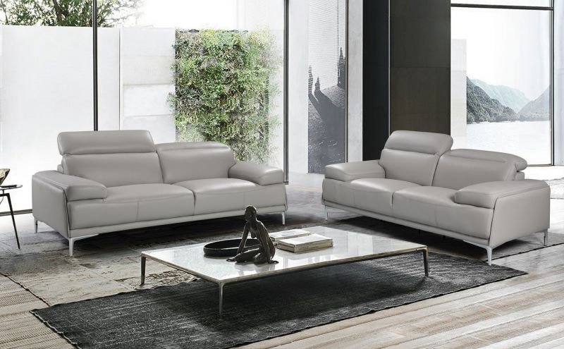 Nicolo Leather Sofa Light Grey, Light Gray Leather Sofa