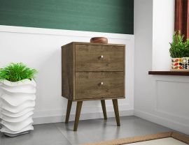 Liberty Mid Century - Modern Nightstand 2.0 with 2 Full Extension Drawers in Rustic Brown