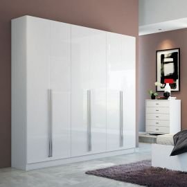 Eldridge 4- Drawer He/She Freestanding Armoire in White Gloss