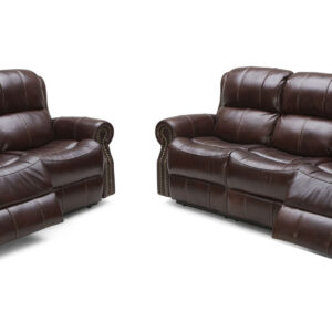 057B Motion Leather Sofa, Love, and Chair
