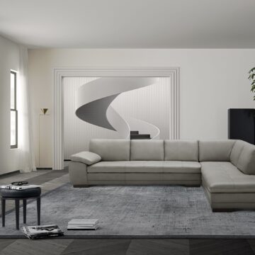 625 Italian Leather Sectional in Grey