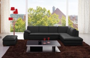 625 Italian Leather Sectional in Black