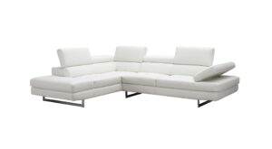 A761 Italian Leather Sectional in Off White