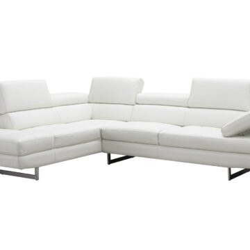 A761 Italian Leather Sectional in Off White