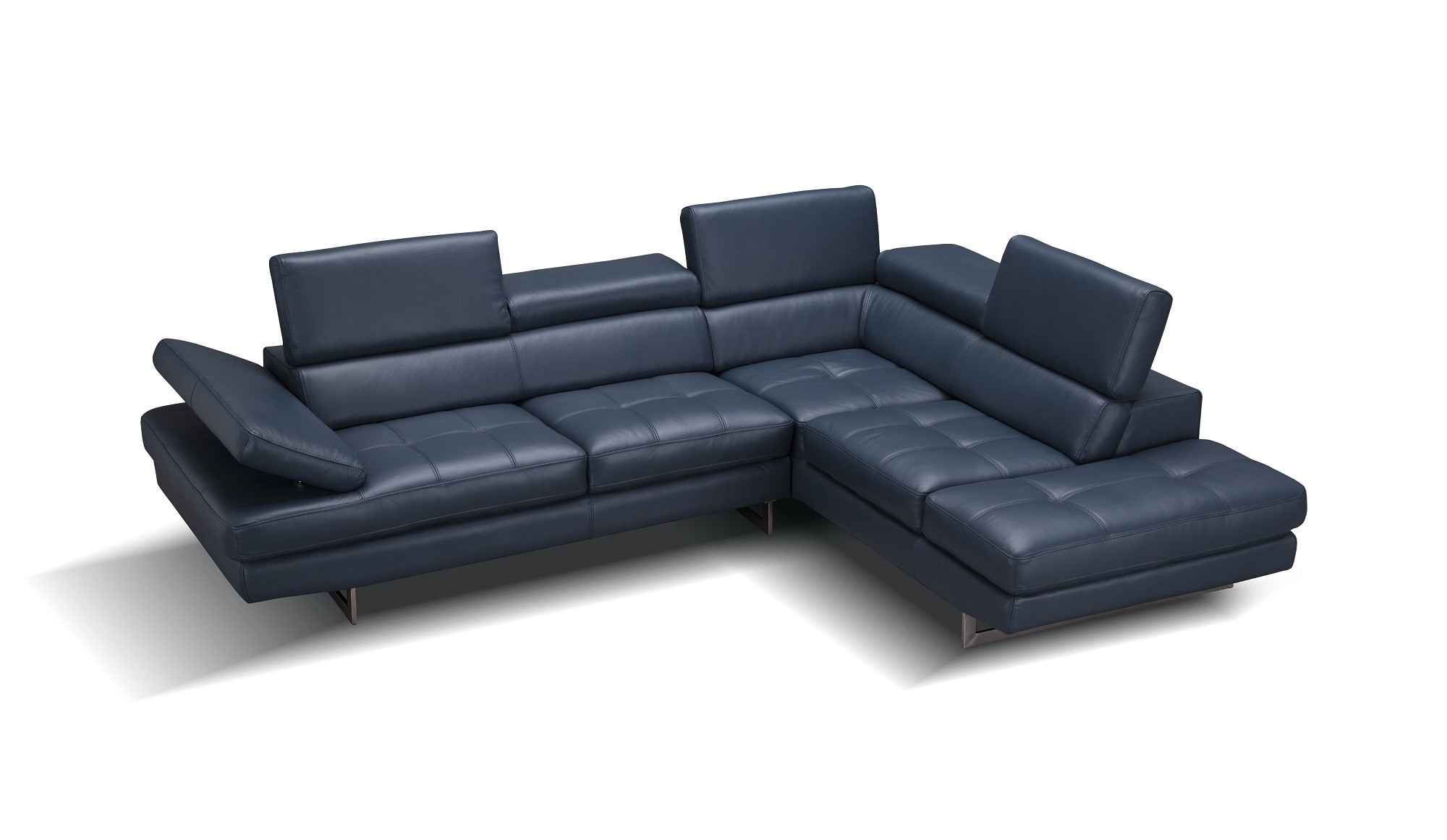 A761 Italian Leather Sectional in Blue - Image 2