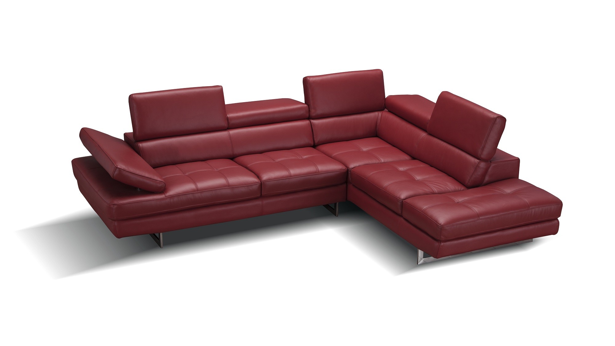 A761 Italian Leather Sectional in Red - Image 2