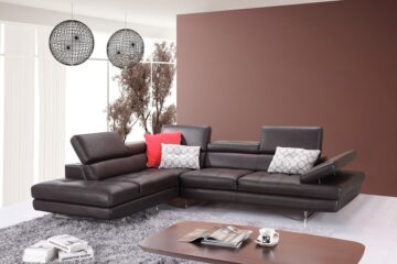 A761 Italian Leather Sectional in Coffee