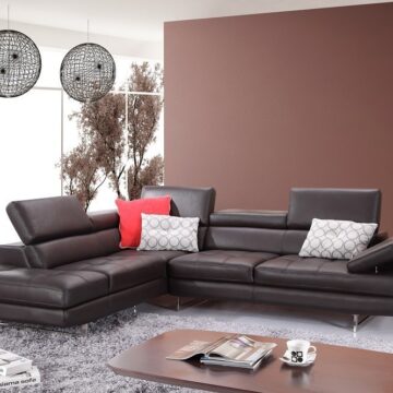 A761 Italian Leather Sectional in Coffee