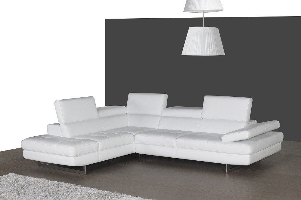 A761 Italian Leather Sectional in Snow White - Image 4