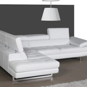 A761 Italian Leather Sectional in Snow White