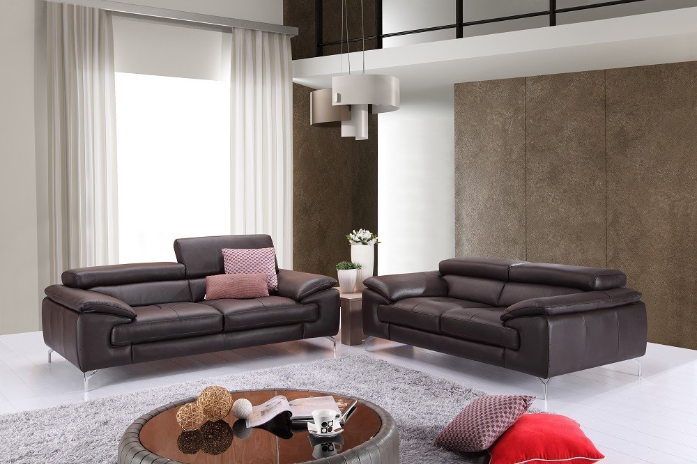 A973 Premium Leather Sofa Set in Coffee - Image 5