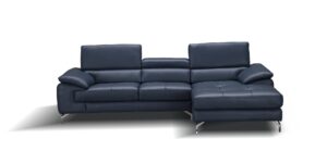 A973b Premium Leather Sectional in Blue