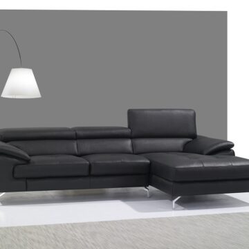 A973b Premium Leather Sectional in Black