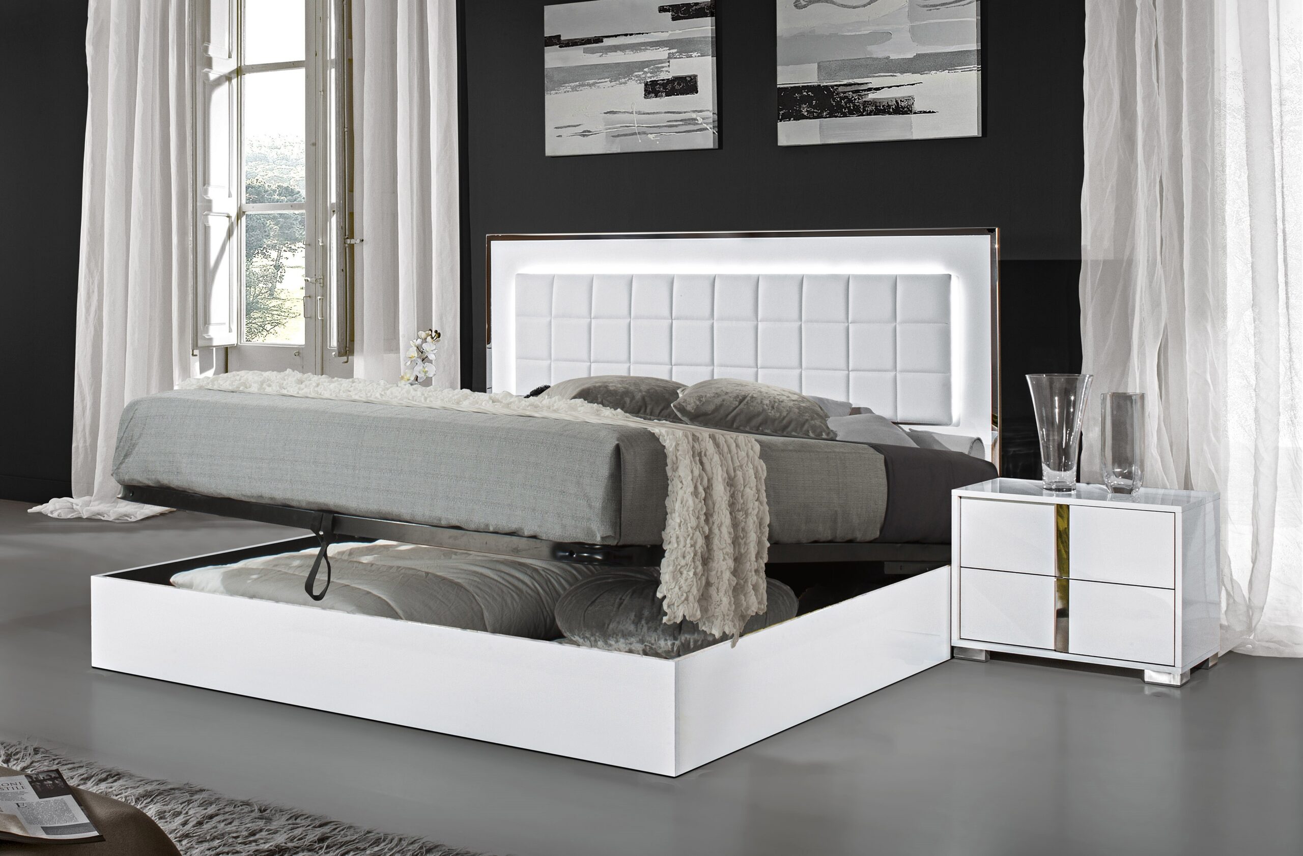 Alice Storage Bed in White High Gloss
