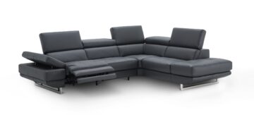 The Annalaise Recliner Leather Sectional in Blue Grey