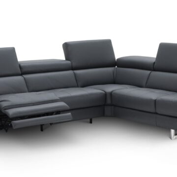 The Annalaise Recliner Leather Sectional in Blue Grey
