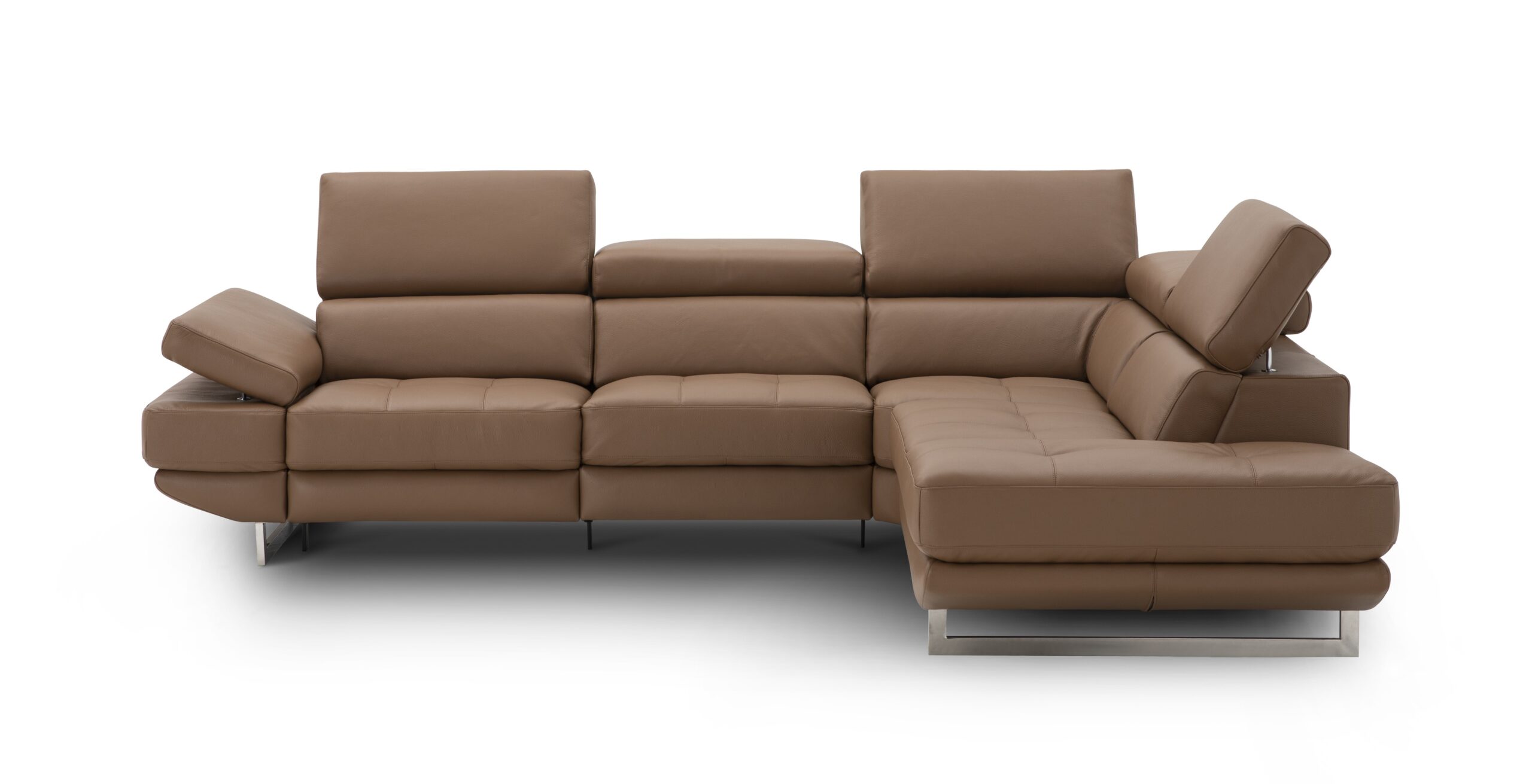 The Annalaise Recliner Leather Sectional in Caramel