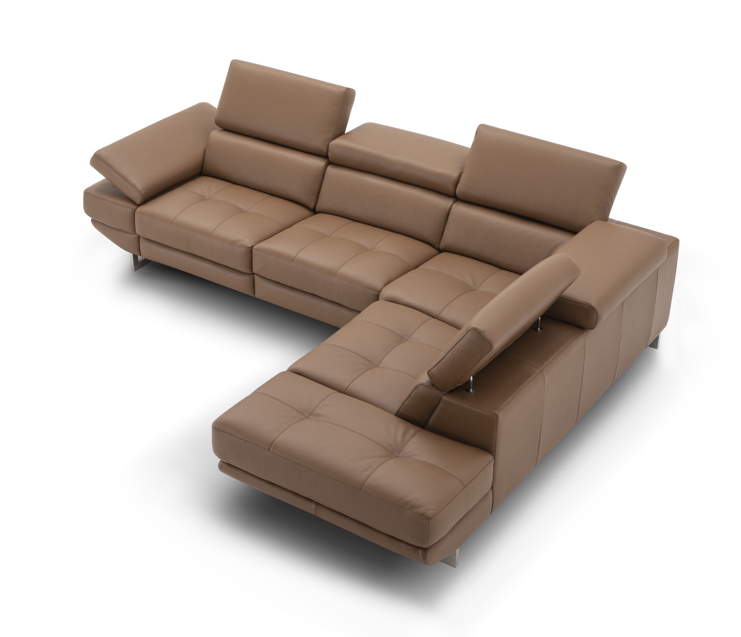 The Annalaise Recliner Leather Sectional in Caramel - Image 2