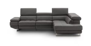 The Annalaise Recliner Leather Sectional in Dark Grey