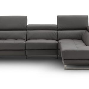 The Annalaise Recliner Leather Sectional in Dark Grey