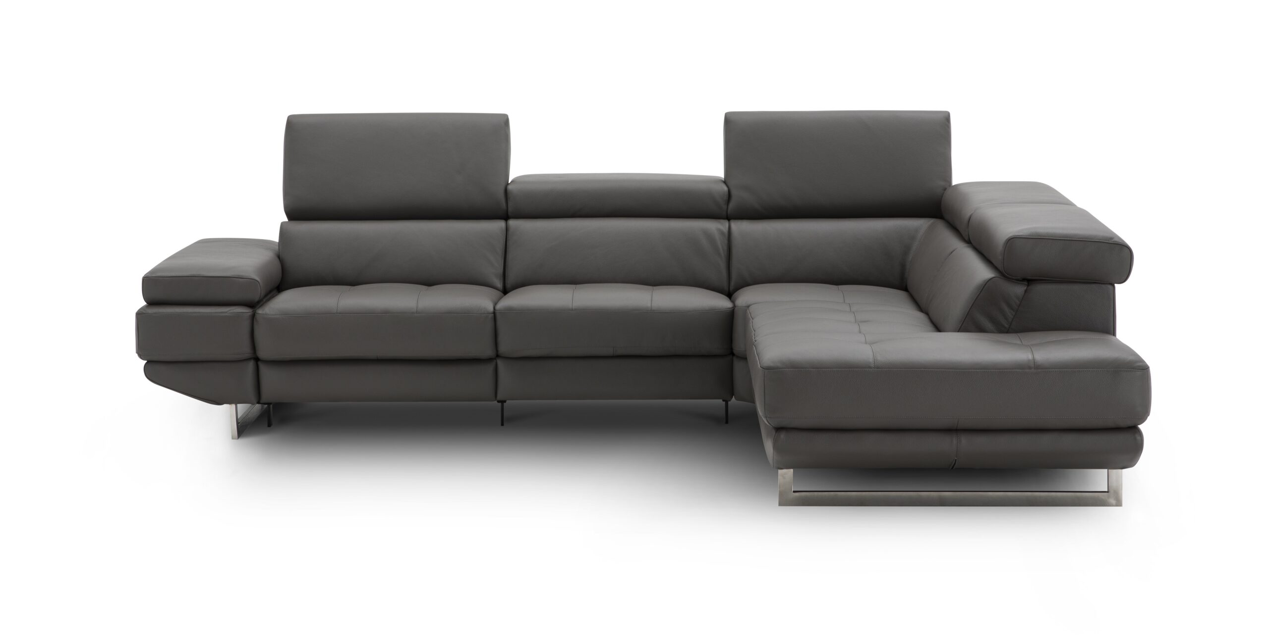 The Annalaise Recliner Leather Sectional in Dark Grey