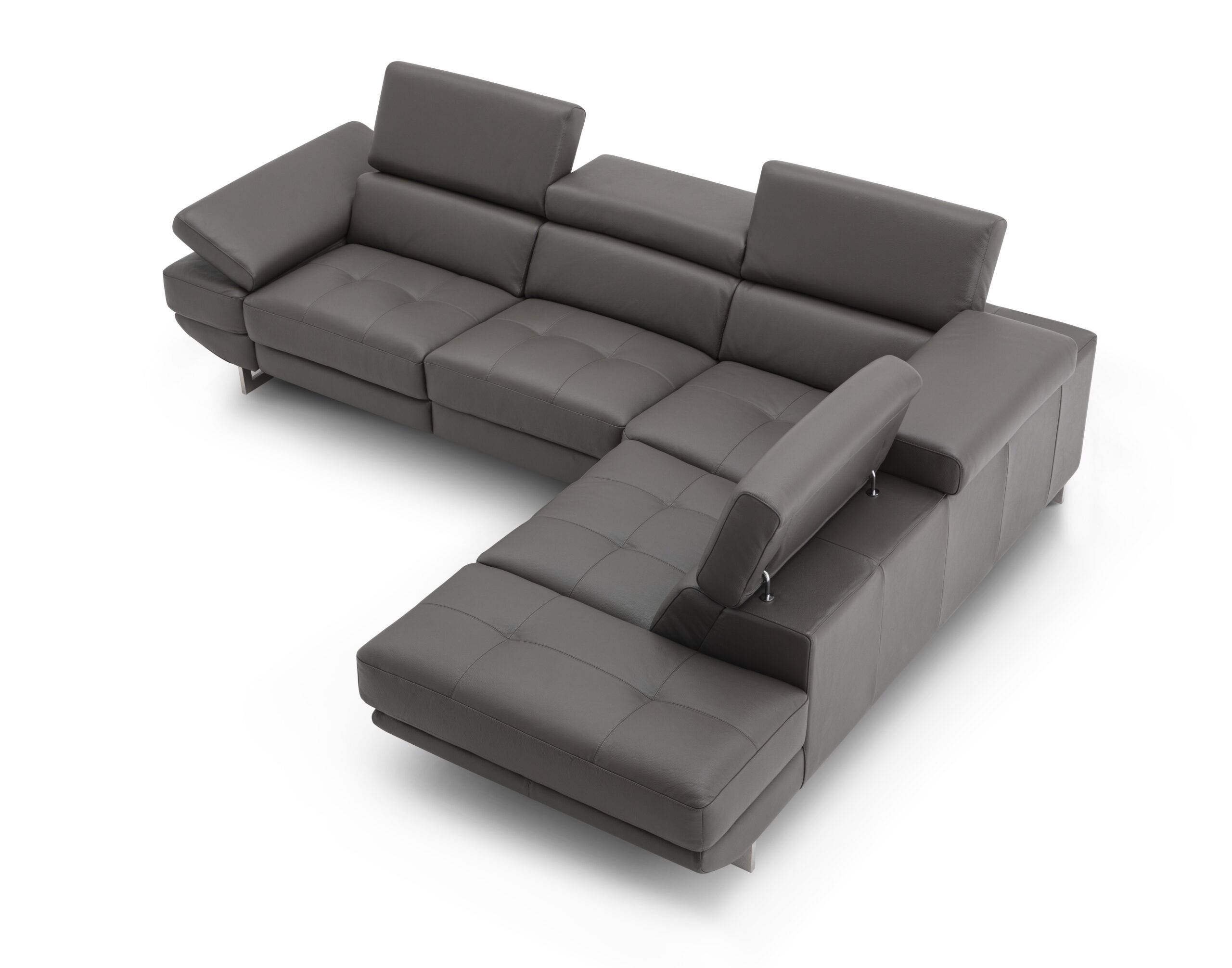 The Annalaise Recliner Leather Sectional in Dark Grey - Image 2