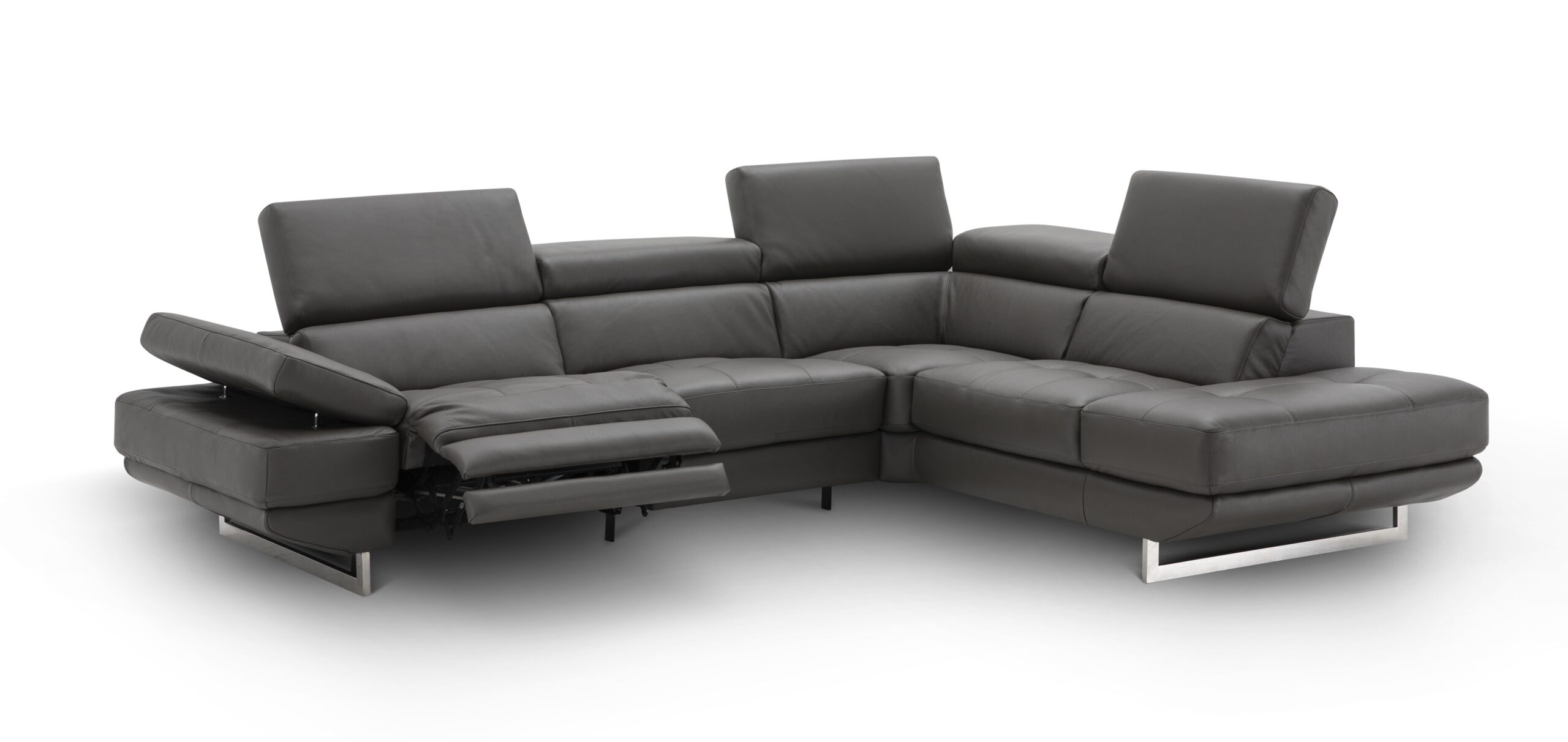 The Annalaise Recliner Leather Sectional in Dark Grey - Image 4
