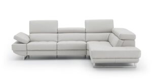 The Annalaise Recliner Leather Sectional in Silver Grey
