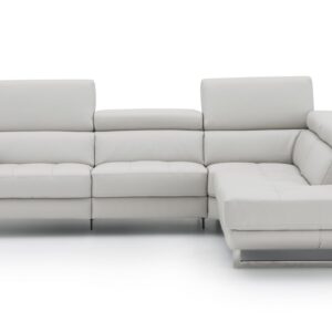 The Annalaise Recliner Leather Sectional in Silver Grey