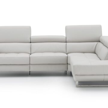The Annalaise Recliner Leather Sectional in Silver Grey