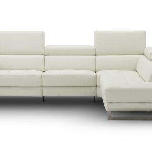 The Annalaise Recliner Leather Sectional in Snow White