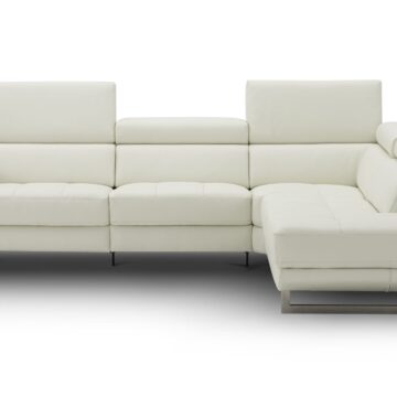 The Annalaise Recliner Leather Sectional in Snow White