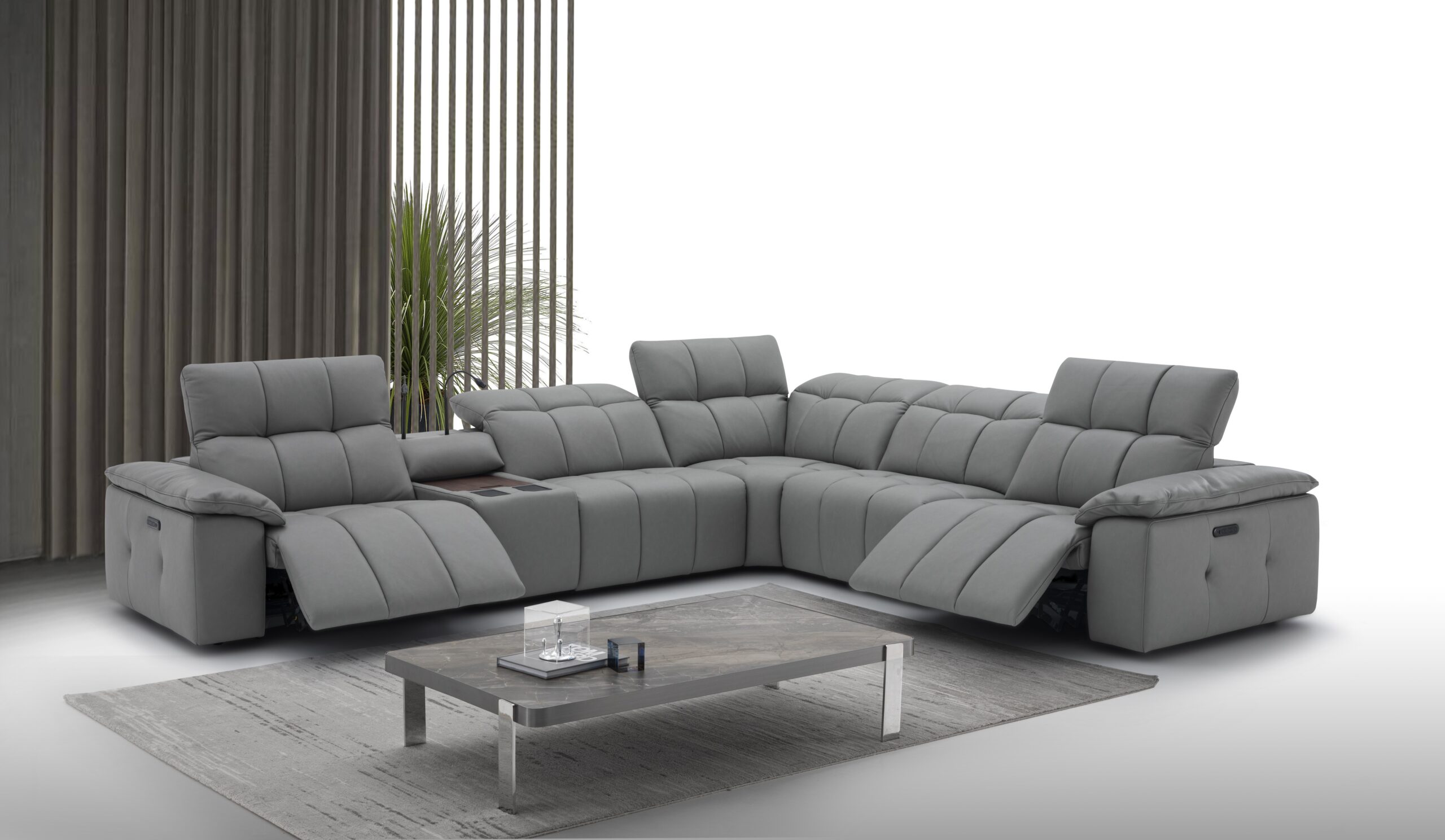Beaumont Dark Gray Leather Sectional - Image 7