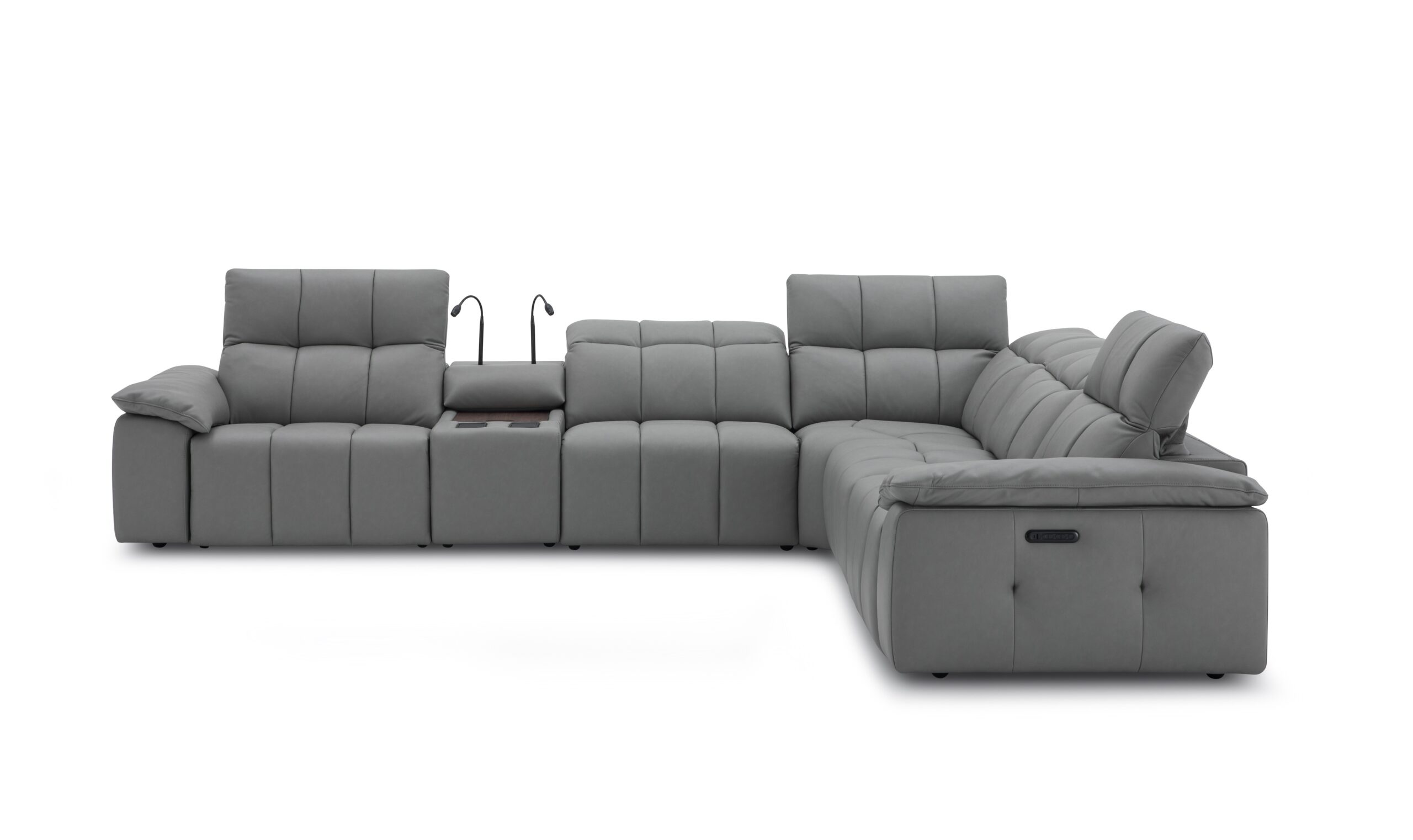 Beaumont Dark Gray Leather Sectional - Image 3