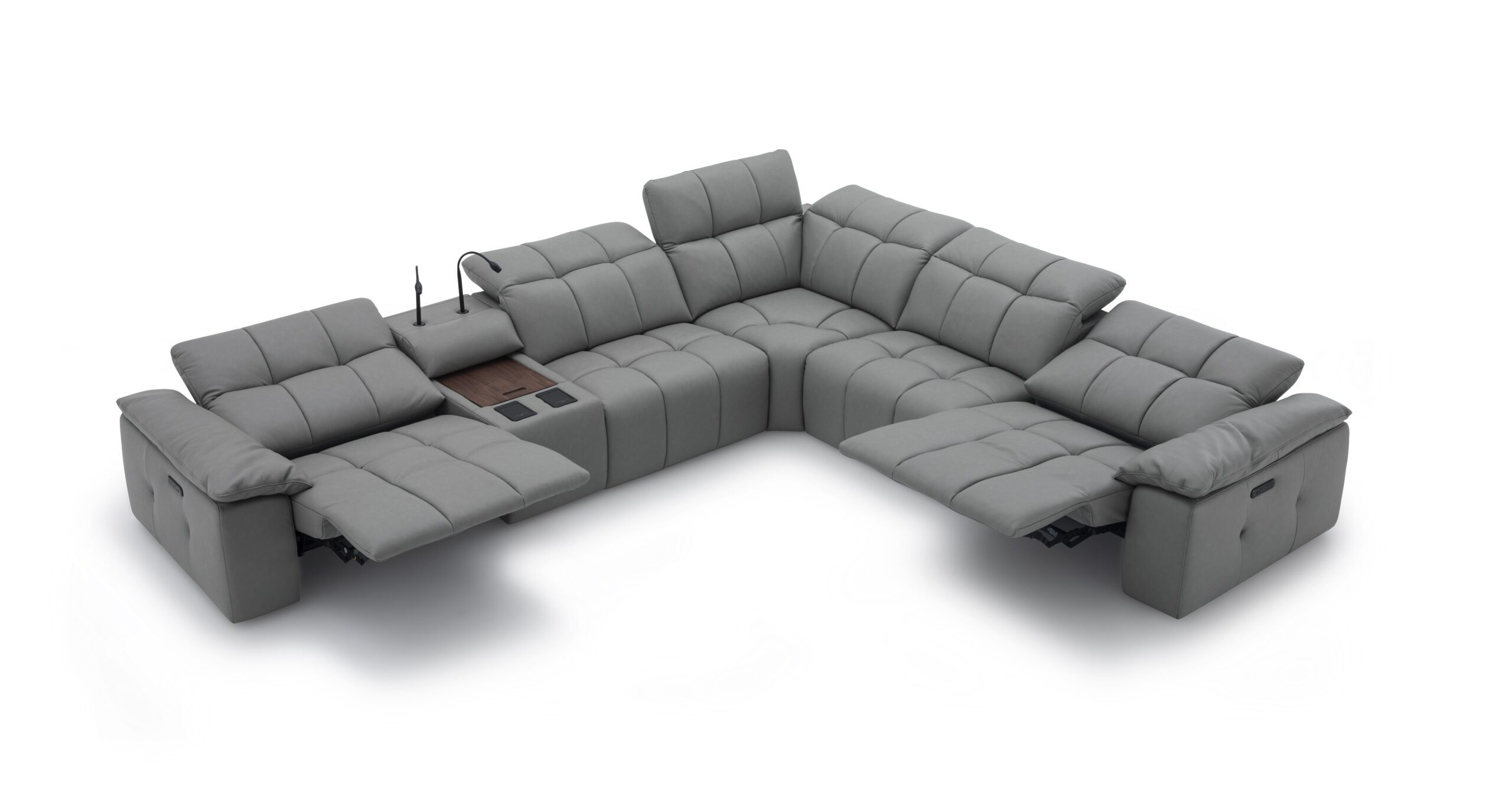 Beaumont Dark Gray Leather Sectional - Image 2