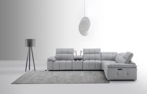 Beaumont Light Gray Leather Sectional