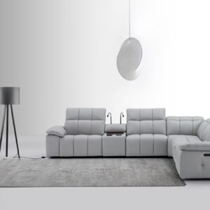 Beaumont Light Gray Leather Sectional