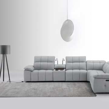 Beaumont Light Gray Leather Sectional