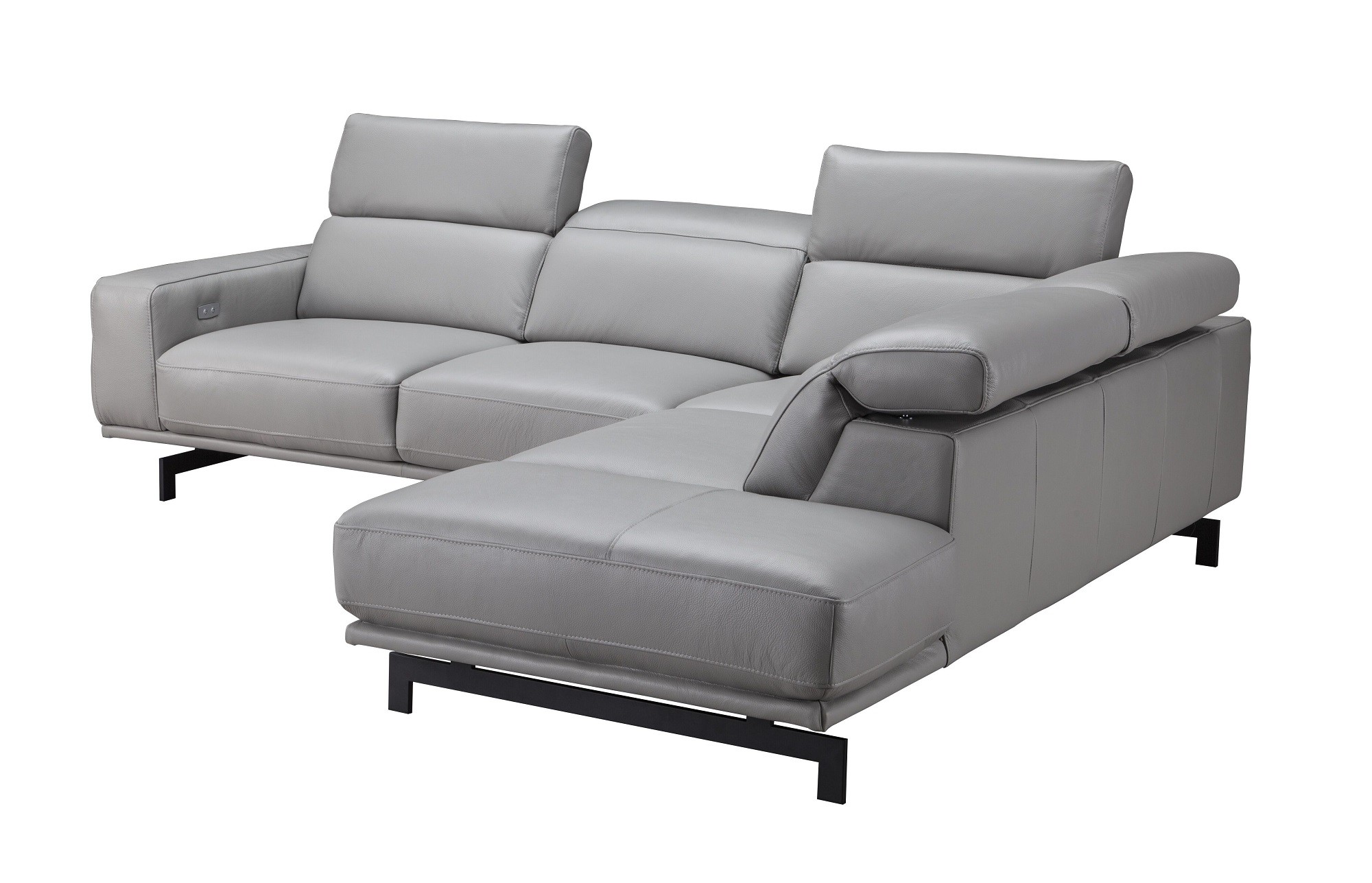 Davenport Leather Sectional in Light Grey - Image 4