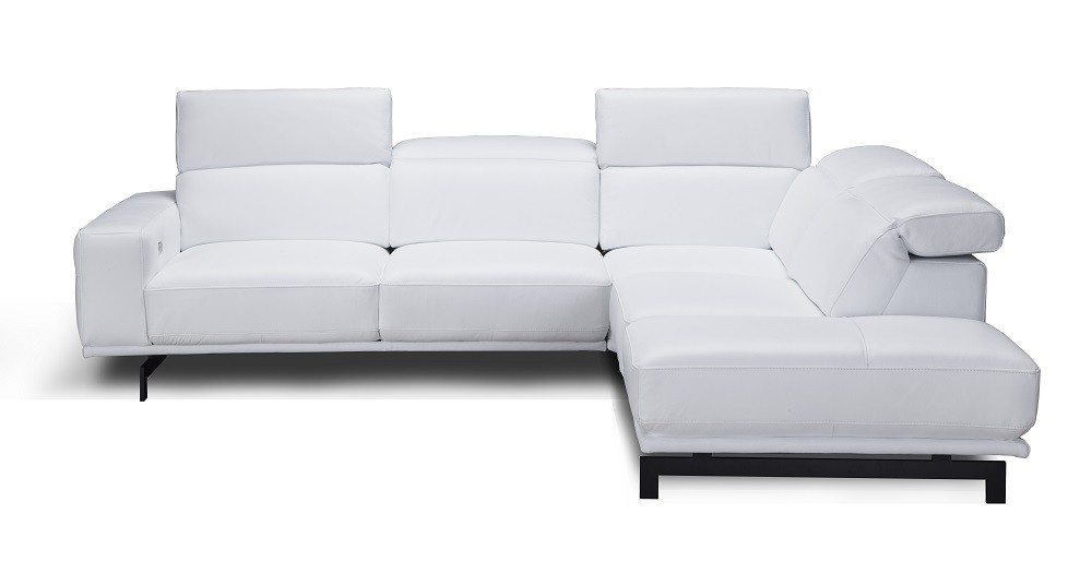 Davenport Leather Sectional in Snow White - Image 2