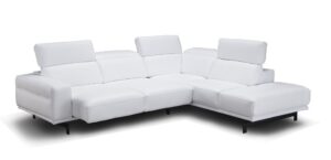 Davenport Leather Sectional in Snow White
