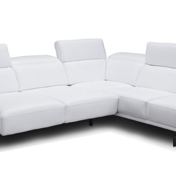 Davenport Leather Sectional in Snow White